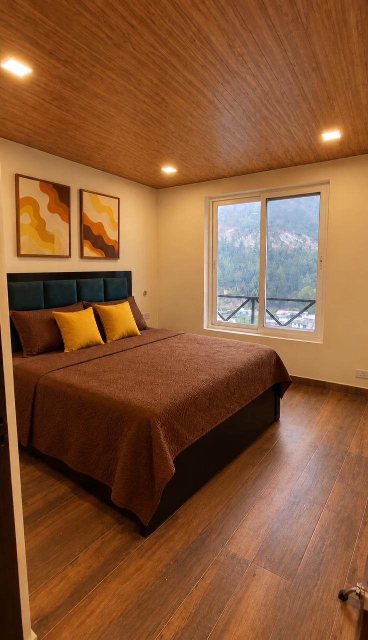 The Pine Cottage bedroom, Mukteshwar Road